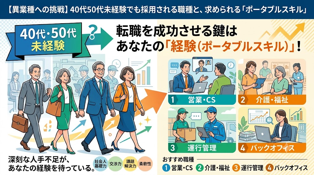 【異業種への挑戦】40代50代未経験でも採用される職種と、求められる「ポータブルスキル」